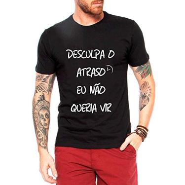 Imagem de Camiseta Criativa Urbana Não Queria Vir - Masculina Preto G
