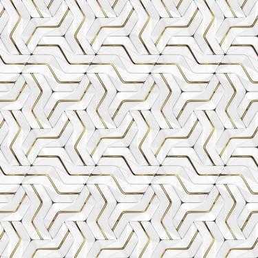 Imagem de Papel De Parede Efeito Gesso 3D Curvas Com Tons Gold 15M