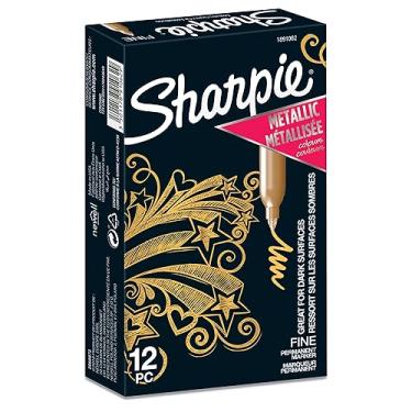 Imagem de Sharpie Marcadores permanentes metálicos | ponta fina | ouro | 12 unidades
