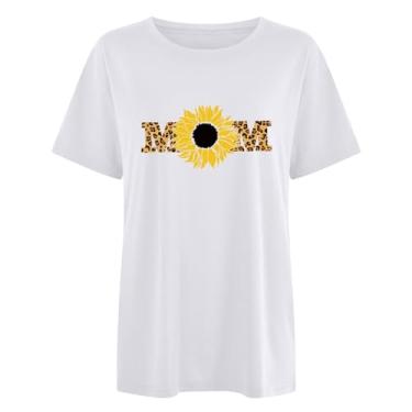 Imagem de Carta De Presente Do Dia Das Mães Da Mãe Impressão Flor Tee Crewneck Tops De Manga Curta T-shirt