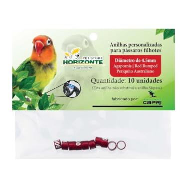 Imagem de Anilhas Anéis 4.5mm Agapornis Kakariki Red Rumped Forpus Catarina Neophema Metal Alumínio Coloridas Anel Fechado Marcação Número Identificação - 10 unidades (Vermelho)