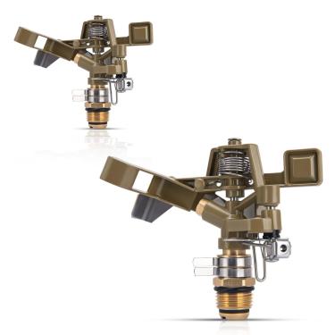 Imagem de Aspersor de impacto de latão - Aspersor de impacto de 1/2 polegada com bicos ajustáveis para irrigação em 360 graus, ideal para grandes pátios, jardins e irrigação (2 peças)