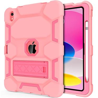 Imagem de CCMAO Capa para iPad (A16) 11ª/10ª geração (2025/2022), iPad 10ª com suporte e porta-lápis, capa protetora híbrida resistente à prova de choque de três camadas para iPad 11/10, ouro rosa