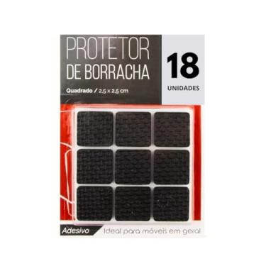 Imagem de Kit 18 Unidades Protetores Borracha Pé Moveis Cadeiras Resistente Quadrado Piso Porta Anti deslizante Proteção Autoadesivo 2,5 x 2,5cm