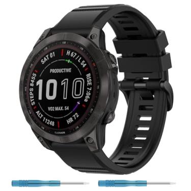 Imagem de Nacorulu Pulseira de silicone compatível com Garmin Fenix 5/Fenix 6/Fenix 7, pulseiras de silicone de 22 mm para Fenix 5 Plus/Fenix 6 Pro/Fenix 7 Pro/Forerunner 935 (preto)