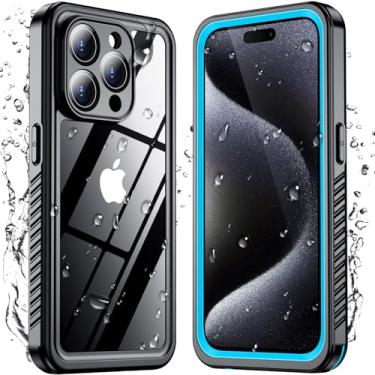 Imagem de Renmou Capa projetada para iPhone 15 Pro Max à prova d'água, [protetor de tela integrado e protetor de câmera de vidro][corpo inteiro, à prova de choque] [IP68 debaixo d'água] [à prova de quedas] capa