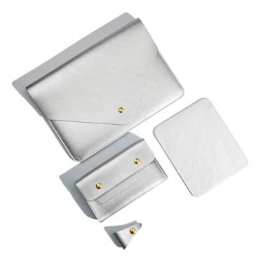 Imagem de Benfan Capa para laptop compatível com MacBook Air M3 A3113 2024 de 13 polegadas, MacBook Pro M2, Surface Pro 3 4 5 6 7, Dell XPS 13 com bolsa pequena, mouse pad e suporte de cabo, cor prata