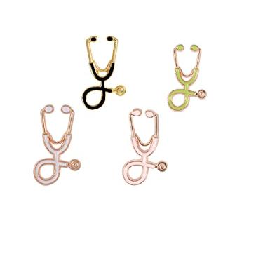 Imagem de Broche estetoscópio broche estetoscópio esmalte lapela broche bonito crachás de alfinetes para Natal, médico, enfermeira, estudantes de medicina, bolsas de roupas para mulheres, homens e crianças,