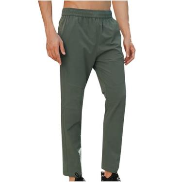 Imagem de Calça masculina de corrida e treino plus size cropped calça esportiva de perna reta calça de cintura elástica leve, Verde, 3G