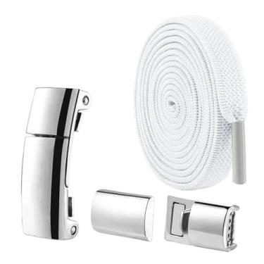 Imagem de Lock Shoelaces Without Ties Flat Elastic Laces Sneakers Boots No Tie Shoelace Rubber Bands For Shoes Accessories(White)