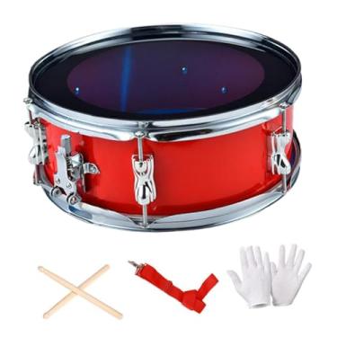 Imagem de rockible Caixa de 13 polegadas Instrumentos musicais com alça de ombro Instrumento de percussão portátil Tambor de tom duplo para adolescentes e crianças, Vermelho