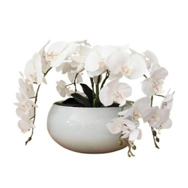 Imagem de Arranjo De 4 Flores Orquídeas Artificiais Brancas Com Vaso - La Caza S