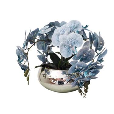 Imagem de Arranjo Com 4 Orquídeas Azul Realistas No Vaso Prata - La Caza Store