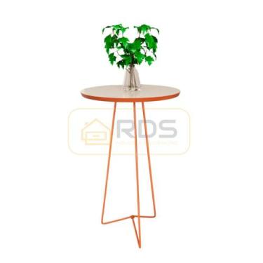 Imagem de Mesa de Canto Apoio Lateral Redonda Sala Pés de Aço Cobre - RDS Metalú