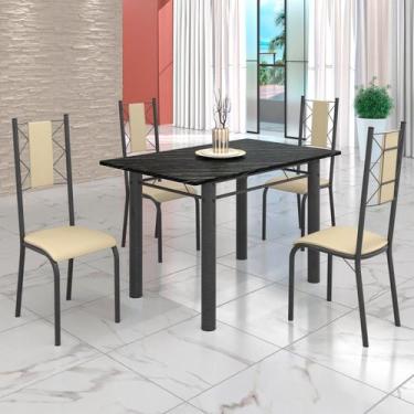 Imagem de Conjunto Sala de Jantar Bahia Mesa Tubo 120x75cm Tampo Pedra Ardósia I