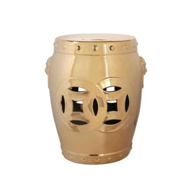 Imagem de Banco Porcelana Dourado Garden Seat Classico Chines Formosa - LUXdécor