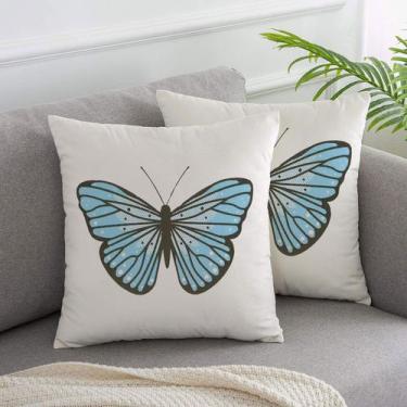 Imagem de Almofada Borboleta Azul 40x40cm - Serigrafada Frente e Verso - FASTLAR