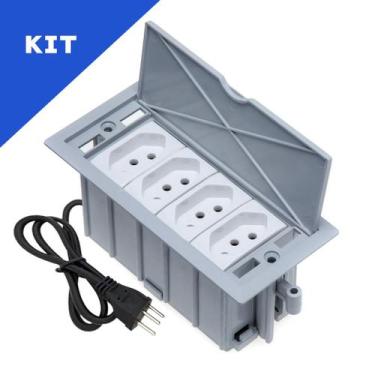 Imagem de Kit Caixas De Tomadas 4 Blocos Basculante Com 4 Tomadas 10A - CONNECT 
