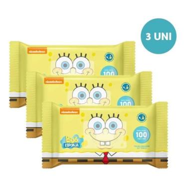 Imagem de Kit 3 Toalhinhas Umedecidas Bob Esponja 100 Uni