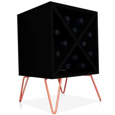 Imagem de Suporte Adega De Vinho Santiago Madeira MDF 12 Garrafas - Cobre Preto 