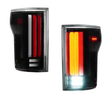 Imagem de (Pacote com 2) Luzes traseiras de LED para Ford F150 2015-2020 [modelos incandescentes], montagem de lanterna traseira sem ponto cego, tipo de fluxo dinâmico, lente transparente de caixa preta, luzes