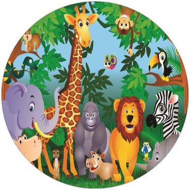 Imagem de Painel de Lona Redondo Animais Safari 01 - Fabrika de Festa, 120x120cm