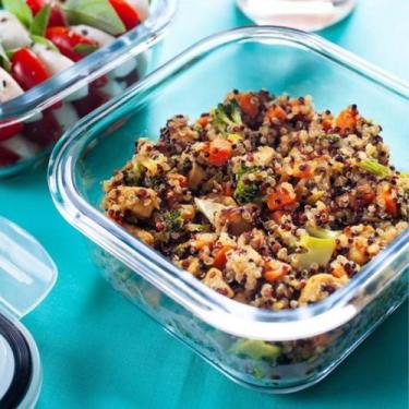 Imagem de Jogo 24 Pote Hermetico 800ML Quadrado Vidro Marmita Microondas - QUALI