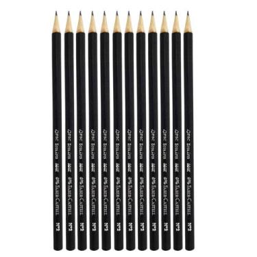 Imagem de Kit 12 Lápis Preto Grafite Nº2 HB Max Sextavado 1205 - Faber Castell -