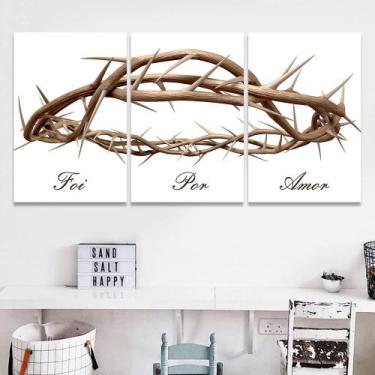 Imagem de Quadro Decorativo Sala 120x60 Cm Foi Por Amor Coroa Espinho  - IQuadro