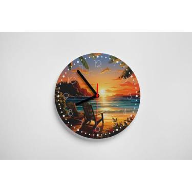 Imagem de Relógio De Parede Redondo Praia Paisagem 32x32cm Ps 2mm - PRESENTE-BRI