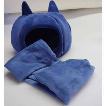 Imagem de Cama Toca do Gato, com almofada e uma manta pet - DRICAOPET 