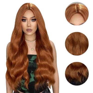 Imagem de Peruca Wig Ondulada Sem Franja Premium Ruiva - GM HAIR