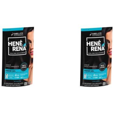 Imagem de Hene em Gel Rená Preto Azulado (Preto Forte) 180gr Alisa, tinge e Da B