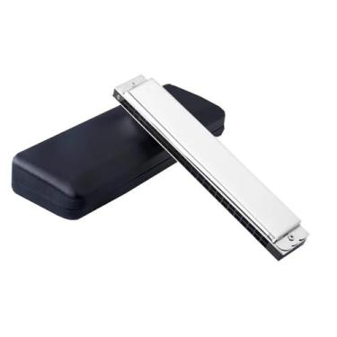Imagem de Para Iniciantes harmônica Gaita Tremolo De 24 Buracos A/ A #/ B/c /d/ D # /e /f /f # /g /g # Conjunto De Gaita Tremolo Profissional(Silver,G)
