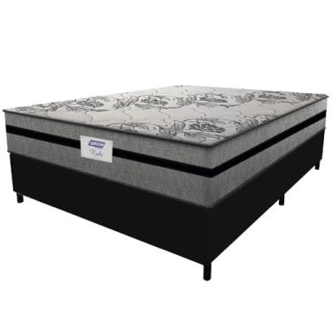Imagem de Cama Box Casal Colchão Gazin Com Molas Ensacadas Rubi 138x188x70cm Suede - Suporta Até 120 Kg Por Pessoa (Preto/Cinza)