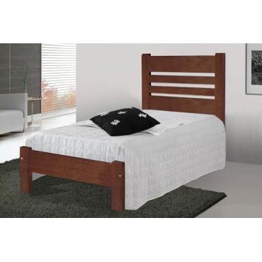 Imagem de Cama de Solteiro Moscou de Madeira Maciça Angelim Pedra/Tauari - Cor Castanho