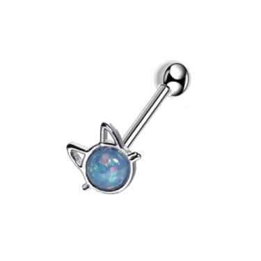 Imagem de Niaspi Lindos anéis de língua de opala de gato 14G para mulheres 316L aço cirúrgico reto barra língua piercing joia, 20g, Aço inoxidável, Sem Pedra Preciosa