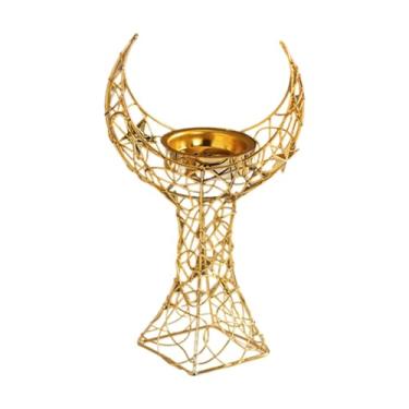 Imagem de Ioensy Queimador de incenso portátil mesa central novidade casa fragrância lua torre estátua suporte incenso para sala chá, Ouro