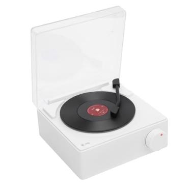 Imagem de Alto-falante, Toca-discos Portátil Sem Fio, Alto-falante Giratório, Despertador, Decoração de Casa ABS para Mesa de Quarto (Branco)