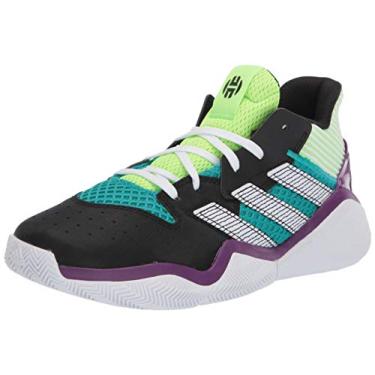Imagem de adidas Tênis de basquete unissex infantil Harden Stepback, Verde sinal/preto/preto, 17
