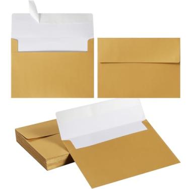Imagem de 50 envelopes coloridos metálicos para cartões comemorativos, convites, cartões postais (ouro, 4 x 6)