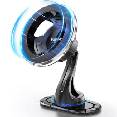 Imagem de volport Suporte de telefone adesivo MagSafe: 【Magnético forte】 Suporte de carro seguro para painel - 【Rotação de 360°】 Suporte de celular com base pequena 3M-Sticky para iPhone 16 Samsung e capa