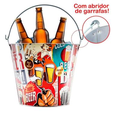 Imagem de Balde De Gelo Para Cerveja Estampado Em Metal Galvanizado 4,8 Litros