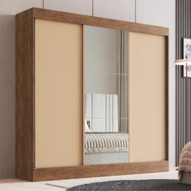 Imagem de Guarda Roupa Casal com Espelho 3 Portas de Correr 100 MDF Michigan Dor