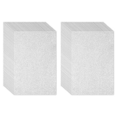 Imagem de PATIKIL Folha de espuma EVA brilhante com glitter em tom prateado, 28 x 20 cm, 2 mm de espessura, feltro de glitter EVA brilhante para projetos de artesanato, 20 peças