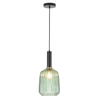 Imagem de FALINNEAD Luminária Pendente Luminária Pendente De Vidro Verde Iluminação Pendente 7,87" Moderna Luzes Pendentes Penduradas Para Cozinha Ilha Sala De Jantar Quarto