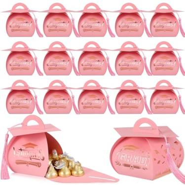 Imagem de Colarr Pacote com 100 bonés de graduação, caixa de doces, lembrancinhas de festa de formatura, caixa de presente com borla dourada, pequena lembrança para convidados, artigos de festa da classe de
