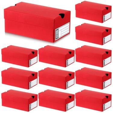 Imagem de Fullhawl 12 conjuntos de mini caixas de presente para lembrancinhas de festa 15 x 10 x 6 cm caixa de tênis esportivo com etiqueta editável para doces biscoitos lanches (vermelho, 15 x 10 x 6 cm)