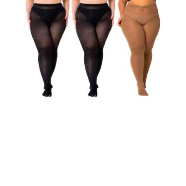 Imagem de Kit com 3 Meias Calças Fio 80 Opaca Trifil 6100 Plus Size Colorido, 1X