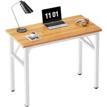 Imagem de Need Mesa dobrável para computador – mesa dobrável para escritório, escritório, escritório, estudo, estudantes, professores, casa, quarto, para espaços pequenos, teca branca